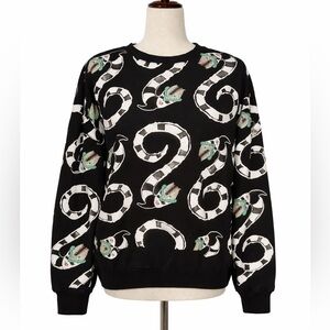 Beetlejuice sandworm sweatshirt top.  Black, white, green M